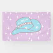 Modern Aquarius Zodiac Cowgirl Hat Lilac Banner (Horizontal)