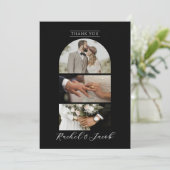 Modern Arch 4-Foto Collage Wedding Dankeschön Kart Dankeskarte (Stehend Vorderseite)