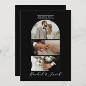 Modern Arch 4-Foto Collage Wedding Dankeschön Kart Dankeskarte (Vorne/Hinten)