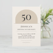 Modern Arch 50th Birthday Dinner Party Invitation Einladung (Stehend Vorderseite)