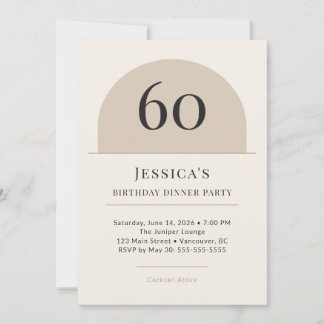 Modern Arch 60th Birthday Dinner Party Invitation Einladung