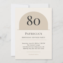 Modern Arch 80th Birthday Dinner Party Invitation Einladung