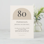 Modern Arch 80th Birthday Dinner Party Invitation Einladung (Stehend Vorderseite)