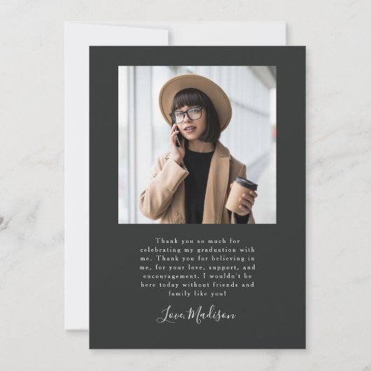 Modern Arch Abschluss Gold Holzkohle Grau Einladung (Rückseite)