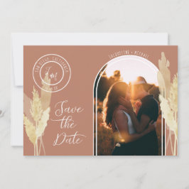 Modern Arch BOHO Pampas Grass Einfaches Foto aus K Save The Date