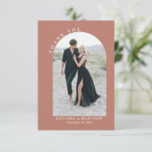 Modern Arch Boho Wedding Vielen Dank Dankeskarte (Stehend Vorderseite)