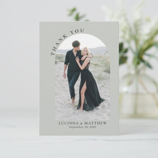 Modern Arch Boho Wedding Vielen Dank Dankeskarte (Stehend Vorderseite)
