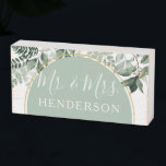 Modern Arch Botanic Greenery Hochzeitstisch Mr. Holzkisten Schild<br><div class="desc">Moderner Botanischer Garten Hochzeitstisch Frau Wooden Box Zeichen</div>