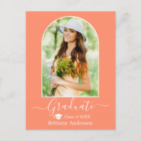 Modern Arch Cap Calligraphy Coral Peach Abschluss