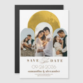 Modern Arch Celestial Moon 3 Foto Save the Date Magneteinladung (Vorne/Hinten)