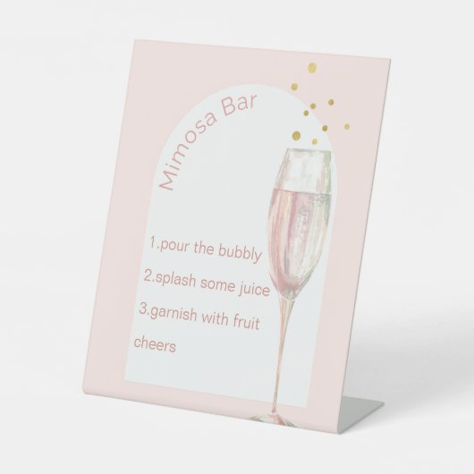 Modern arch chic pink Brautparty mimosa Bar sig Sockelschild (Vorderseite)