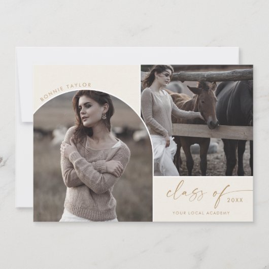 Modern Arch Cream Class of 2024 3 Foto Abschluss Ankündigung (Vorderseite)