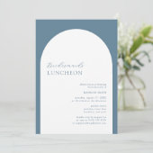 Modern Arch Dusty Blue Simple Bridesmais Luncheon Einladung (Stehend Vorderseite)