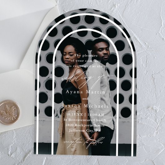 Modern Arch Elegantes Foto Hochzeit Acryleinladungen