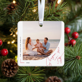 Modern Arch Family Photo Double Sided Christmas Keramikornament
