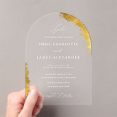 Modern Arch Faux Gold White Elegant Luxury Wedding Acryleinladungen (Insitu (Handheld))