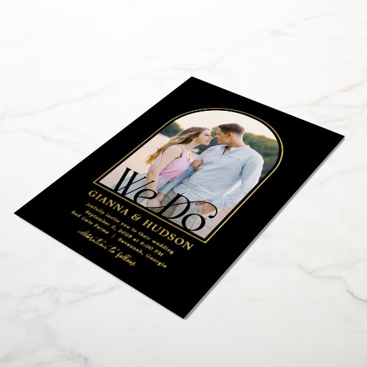 Modern Arch FOIL Einfaches Hochzeitsstipendium Fot Folieneinladung (Gedreht)