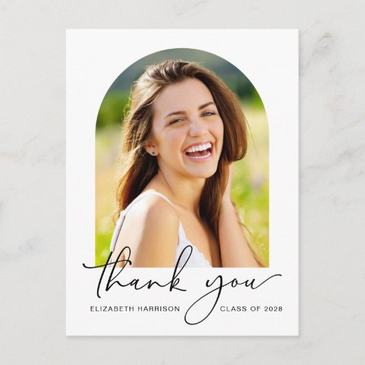 Modern Arch Foto Abschluss Vielen Dank Postkarte (Vorderseite)