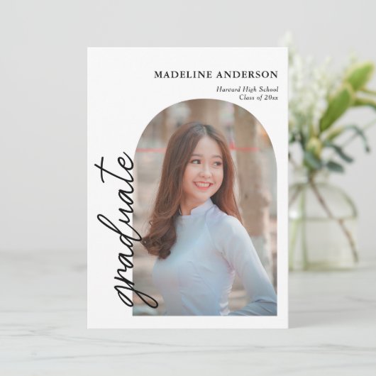 Modern Arch Foto Collage Abschluss Einladung (Stehend Vorderseite)