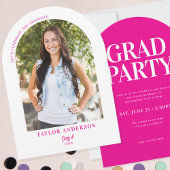 Modern Arch Foto Fuchsia Pink Graduation Party Einladung