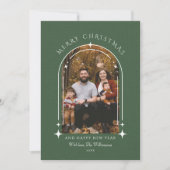 Modern Arch Foto Grün Frohe Weihnachten (Vorderseite)