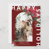 Modern Arch Foto Poinsietta Feiertagskarte (Vorderseite)