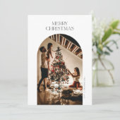 Modern Arch Foto Weihnachtskarte in White Einladung (Stehend Vorderseite)