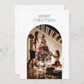 Modern Arch Foto Weihnachtskarte in White Einladung (Vorne/Hinten)