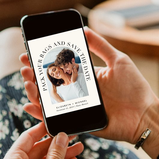 Modern Arch Foto Zielcreme Hochzeit Save The Date