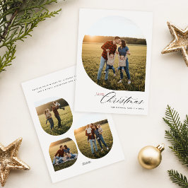 Modern Arch Frame Collage Family Photo Christmas Feiertagskarte