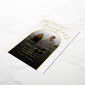 Modern Arch Gold Foil Script & Foto Wedding Folieneinladung (Gedreht)