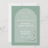 Modern Arch Green Hues Save the Date Card (Vorderseite)