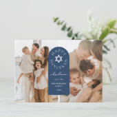 Modern Arch Hanukkah Foto Holiday Card Einladung (Stehend Vorderseite)