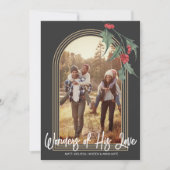 Modern Arch Holly Greenery Weihnachtsfotokarte Einladung (Vorderseite)