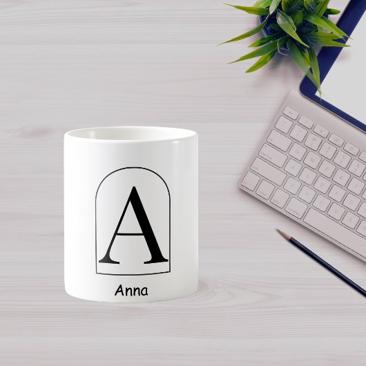 Modern Arch Initial Monogram Coffee Mug Kaffeetasse