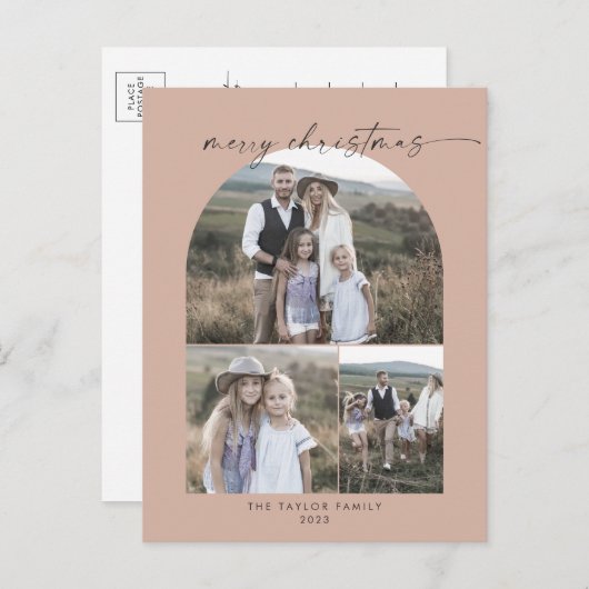 Modern Arch Lachs Foto Collage Familie Weihnachten (Vorne/Hinten)