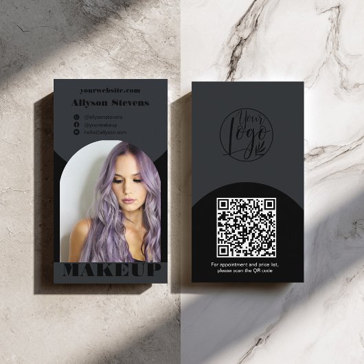 Modern arch makeup black photo qr code logo visitenkarte