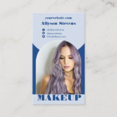 Modern arch makeup blue photo qr code logo visitenkarte (Vorderseite)