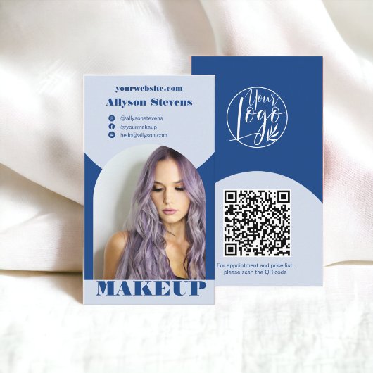 Modern arch makeup blue photo qr code logo visitenkarte
