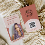 Modern arch makeup boho Foto qr Logo Visitenkarte<br><div class="desc">Moderne Boho Erden Ton Terracotta und beige Foto qr Code Logo Make eup Foto ,  fügen Sie Ihr Business Foto. Fügen Sie Ihre sozialen Medien hinzu. Mit einem kühlen Schriftart,  alle Farben sind editierbar,  fügen Sie Ihr Logo.</div>