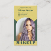 Modern arch makeup yellow green photo qr code logo visitenkarte (Vorderseite)