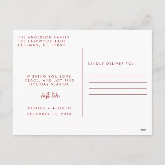 Modern Arch Merry + Verheiratete Postkarte (Rückseite)