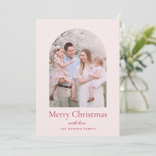 Modern Arch Minimalistisch Rosa Weihnachten (Stehend Vorderseite)