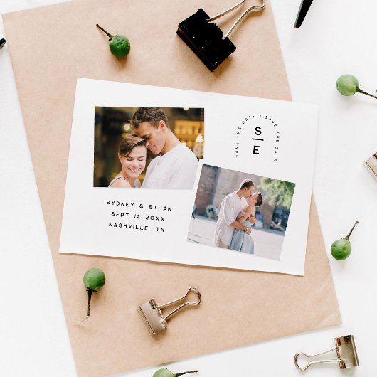 Modern Arch Monogram Foto Save the Date