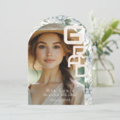 Modern Arch Photo Graduation Party Einladung (Stehend Vorderseite)