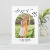 Modern Arch Photo Graduation Party Invitation Einladung (Stehend Vorderseite)