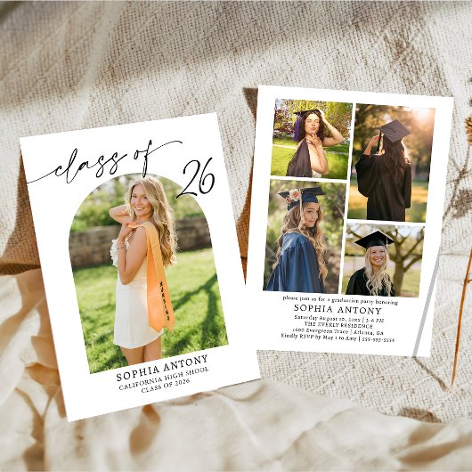 Modern Arch Photo Graduation Party Invitation Einladung