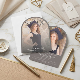 Modern Arch Photo Minimalist Graduation  Einladung