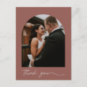 Modern Arch Photo Wedding Thank You Postkarte (Vorderseite)