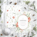Modern Arch Poinsettia Berry Merry Weihnachtsleben Feiertagskarte<br><div class="desc">Wie kann man den Feiertag besser vermitteln als mit unserer modernen Arch Poinsettia Berry Frory Weihnachtskarte? Diese schöne Karte zeigt ein modernes Wintergrün-Muster festlicher Poinsettias und roter Beeren, hinter der pilzförmigen Einlage mit Ihren Urlaubssgrüße. Das Wort "Merry" ist elegant in einem Schriftart mit roten Schriften geschrieben, was es zu einer...</div>